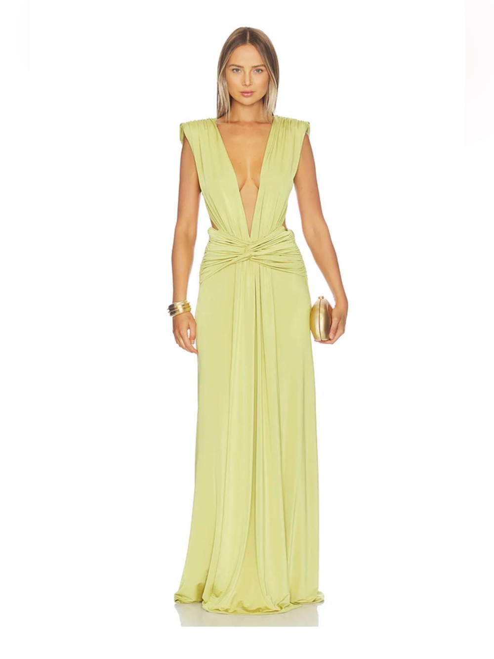 AWAVE Plunge Knot-Front Maxi Dress